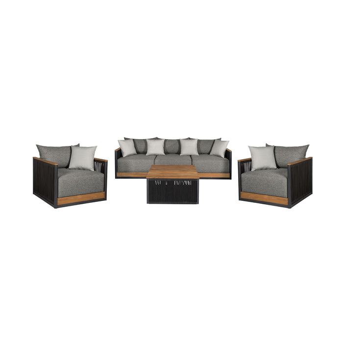 Artesia - Outdoor Patio 4 Piece Conversation Set - Teak / Dark Gray