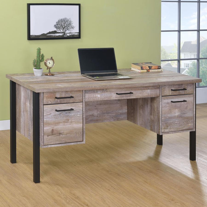 Samson - 4-Drawer Office Desk - Weathered Oak Sacramento Furniture Store Furniture store in Sacramento