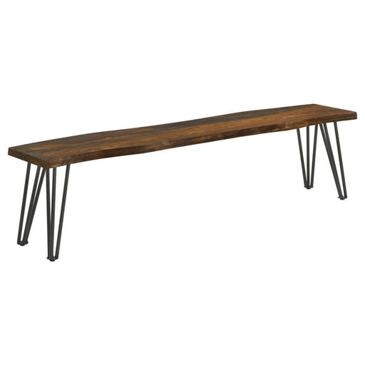 Neve - Live-Edge Dining Bench With Hairpin Legs - Sheesham Gray And Gunmetal Sacramento Furniture Store Furniture store in Sacramento