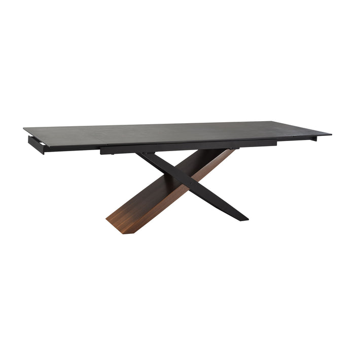 Milena - Extendable Dining Table Stone And Wood - Gray / Black