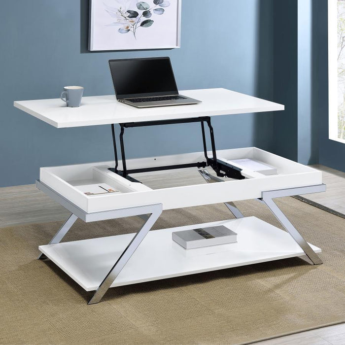 Marcia - Lift Top Coffee Table - White High Gloss Sacramento Furniture Store Furniture store in Sacramento