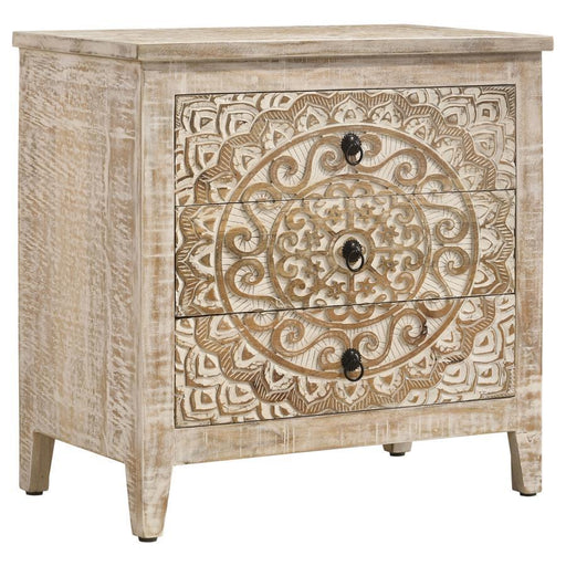 Mariska - 3-Drawer Wooden Accent Cabinet - White Distressed Sacramento Furniture Store Furniture store in Sacramento