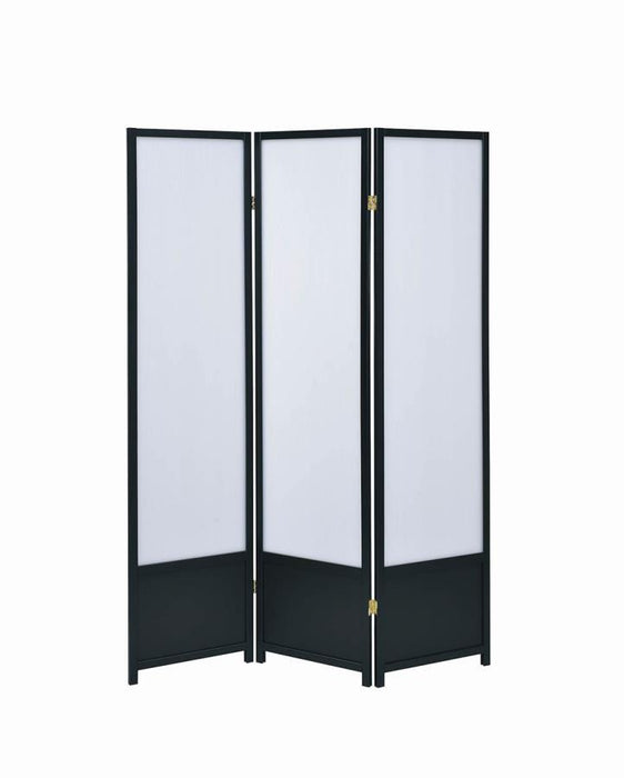 Calix - 3-Panel Folding Floor Screen - Translucent And Black Sacramento Furniture Store Furniture store in Sacramento