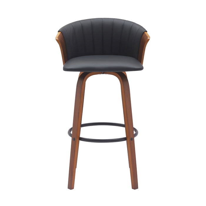 Diana - Swivel Walnut Wood Faux Leather Counter Stool