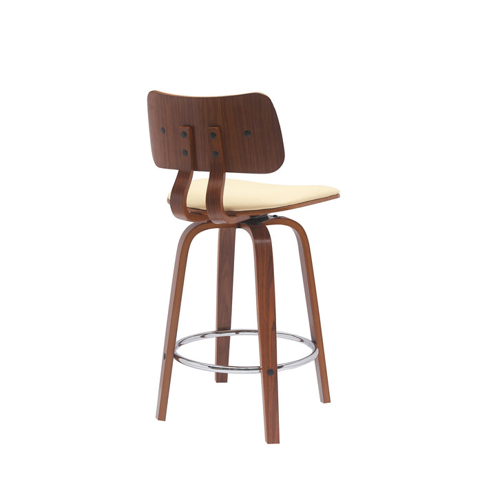 Pico - Swivel Walnut Wood Faux Leather Stool