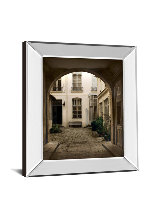 Marais Courtyard By Milla White - Mirror Framed Print Wall Art - Black