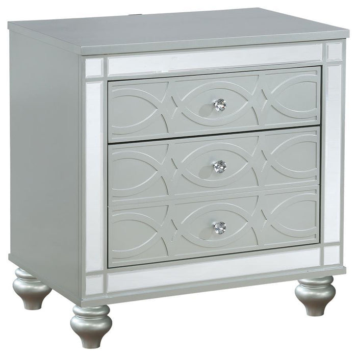 Gunnison - 2-Drawer Nightstand - Silver Metallic Sacramento Furniture Store Furniture store in Sacramento