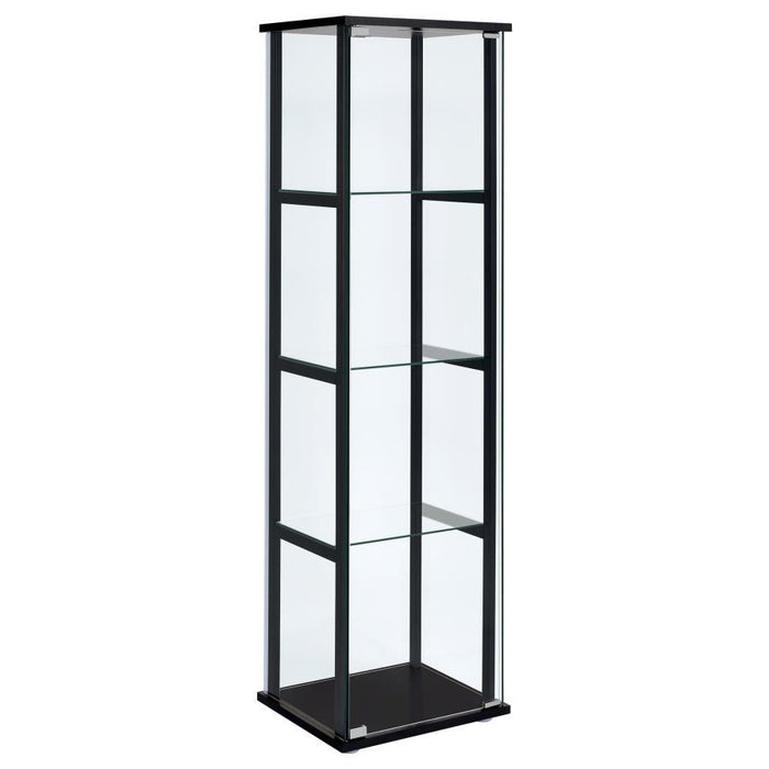 Cyclamen - 4-Shelf Glass Curio Cabinet - Black And Clear Sacramento Furniture Store Furniture store in Sacramento