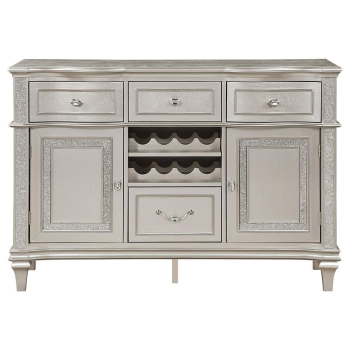 Evangeline - 4-Drawer Sideboard Server With Faux Diamond Trim - Silver Oak Sacramento Furniture Store Furniture store in Sacramento