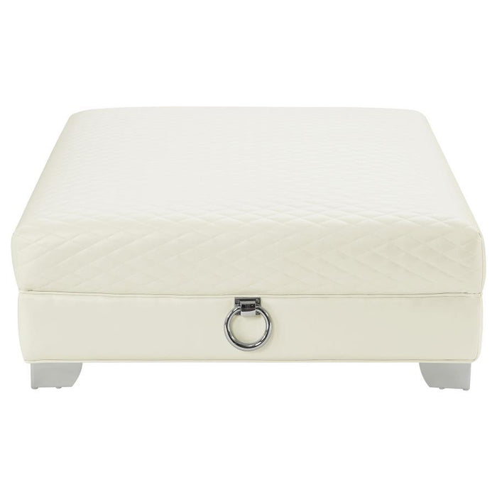 Chaviano - Upholstered Ottoman - Pearl White Sacramento Furniture Store Furniture store in Sacramento