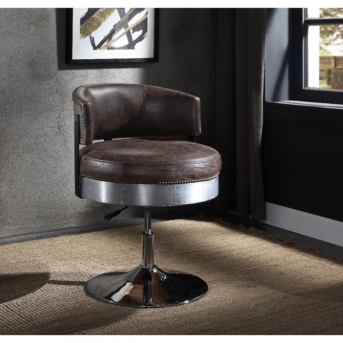 Brancaster - Chair - Distress Chocolate Top Grain Leather & Chrome Sacramento Furniture Store Furniture store in Sacramento