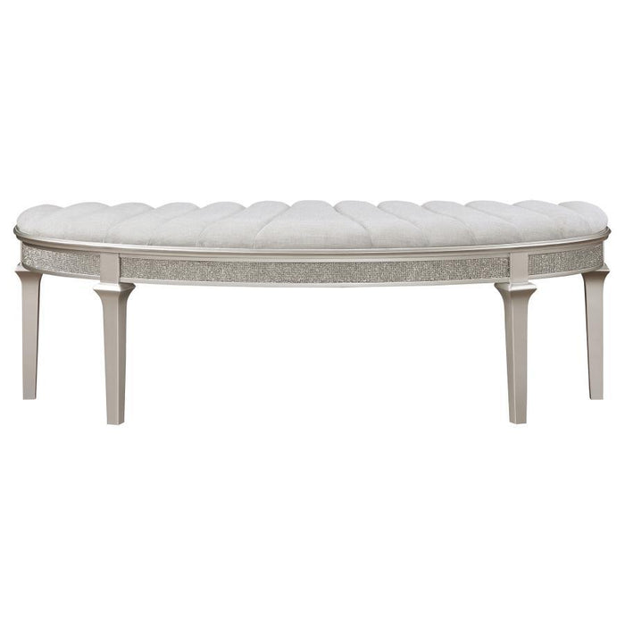 Evangeline - Upholstered Demilune Bench - Ivory And Silver Oak Sacramento Furniture Store Furniture store in Sacramento