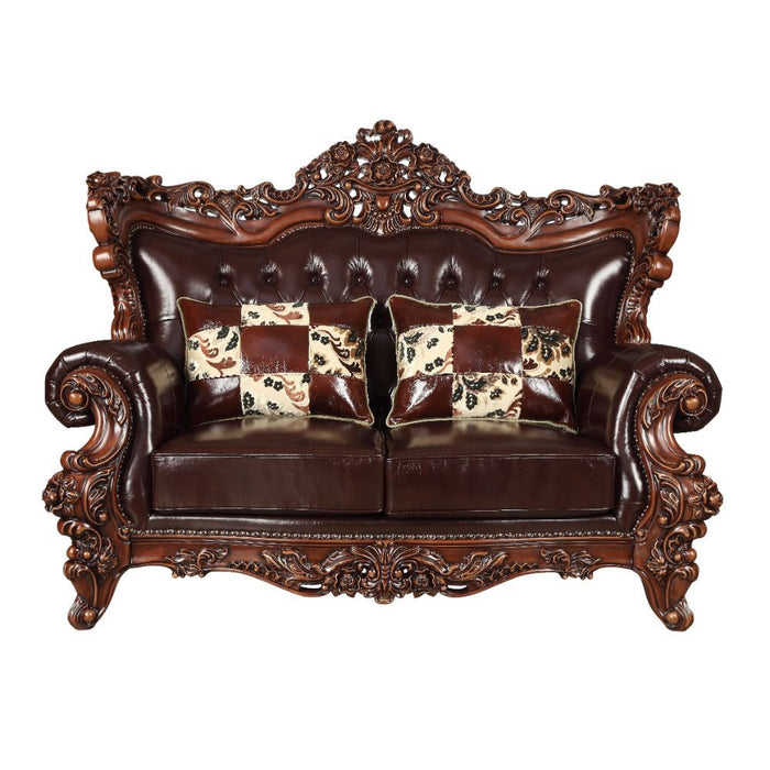 Forsythia - Loveseat - Espresso Top Grain Leather Match & Walnut Sacramento Furniture Store Furniture store in Sacramento