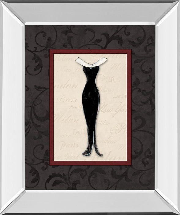 Fashion Dress I By Susan Osbourne Mirror Framed Print Wall Art - Black