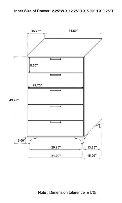 Kendall - 5-Drawer Bedroom Chest