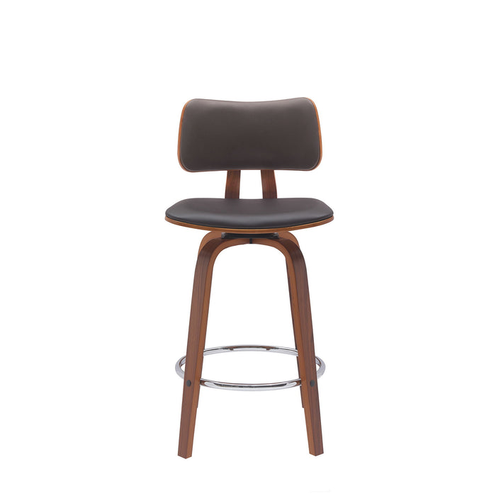 Pico - Swivel Walnut Wood Faux Leather Stool