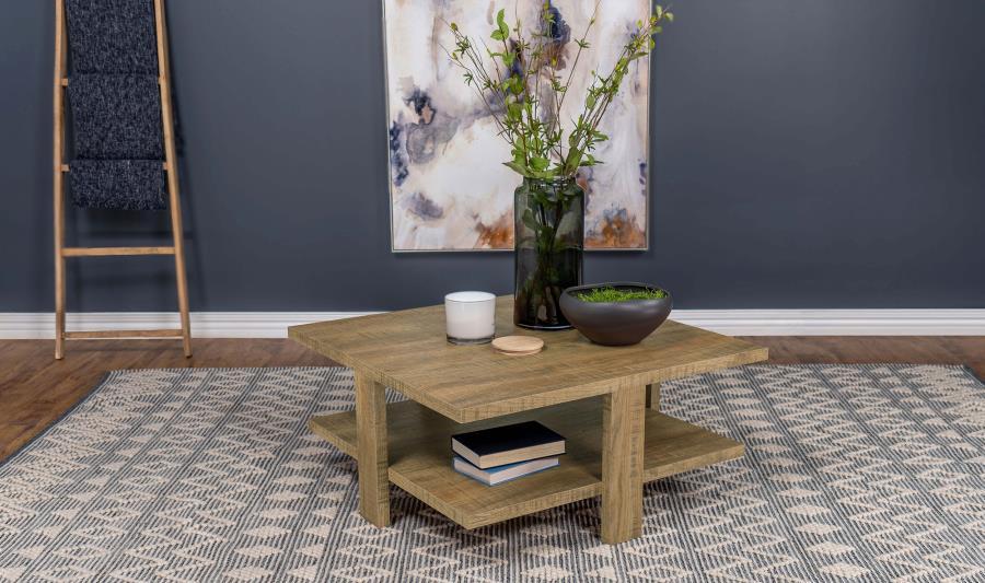 Dawn - Square Engineered Wood Coffee Table With Shelf - Mango Sacramento Furniture Store Furniture store in Sacramento