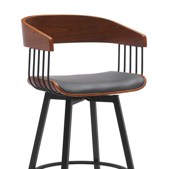 Athena - Swivel Walnut Metal Stool