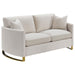 Corliss - Upholstered Arched Arms Loveseat - Beige Sacramento Furniture Store Furniture store in Sacramento