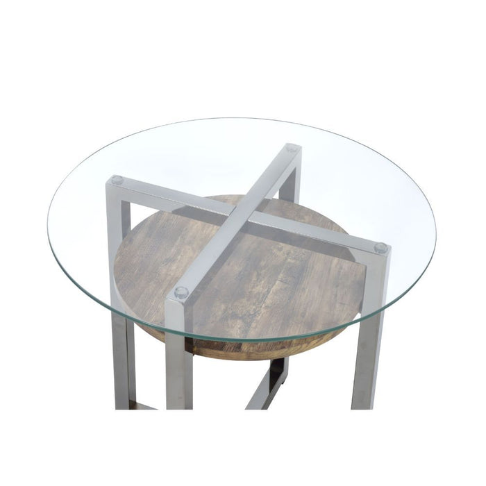 Janette - End Table - Weathered Oak, Black Nickel & Clear Glass Sacramento Furniture Store Furniture store in Sacramento