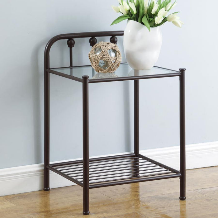 Livingston - Metal 1-Shelf Nightstand - Dark Bronze