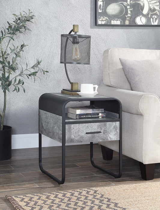 Raziela - End Table - Concrete Gray & Black Finish - 22" Sacramento Furniture Store Furniture store in Sacramento