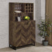 Mendoza - 2-Door Wine Cabinet - Rustic Oak Herringbone And Gunmetal Sacramento Furniture Store Furniture store in Sacramento