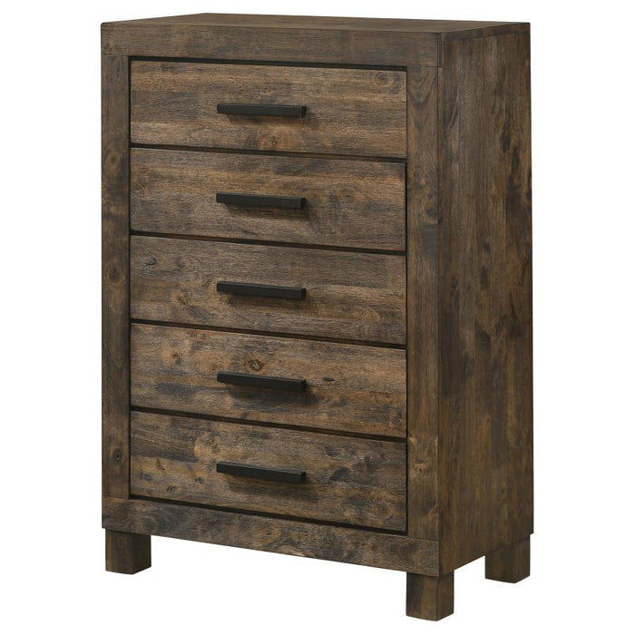 Woodmont - 5-Drawer Chest - Rustic Golden Brown Sacramento Furniture Store Furniture store in Sacramento