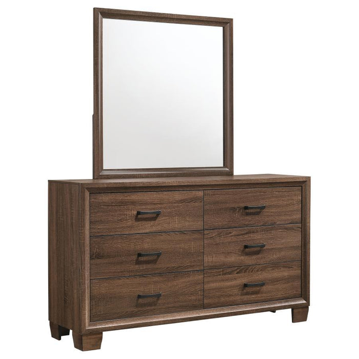 Brandon - 6-Drawer Dresser With Mirror - Warm Brown