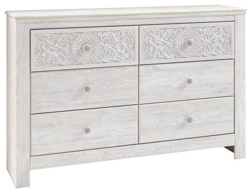 Paxberry - Whitewash - Six Drawer Dresser - Medallion Drawer Pulls Sacramento Furniture Store Furniture store in Sacramento