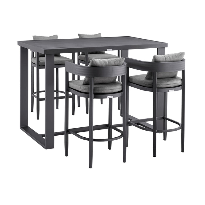 Menorca - Outdoor Patio 5 Piece Bar Table Set - Gray