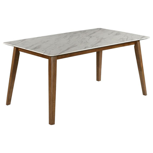 Everett - Faux Marble Top Dining Table - Natural Walnut And White Sacramento Furniture Store Furniture store in Sacramento