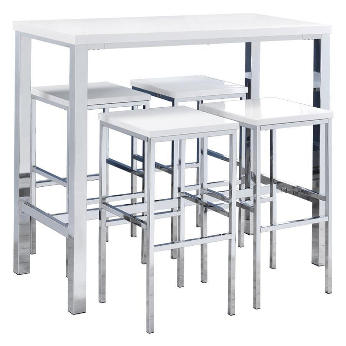 Natividad - 5 Piece Bar Set - White High Gloss And Chrome Sacramento Furniture Store Furniture store in Sacramento