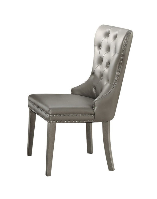 Kacela - Side Chair (Set of 2) - Silver PU & Antique Silver Finish Sacramento Furniture Store Furniture store in Sacramento