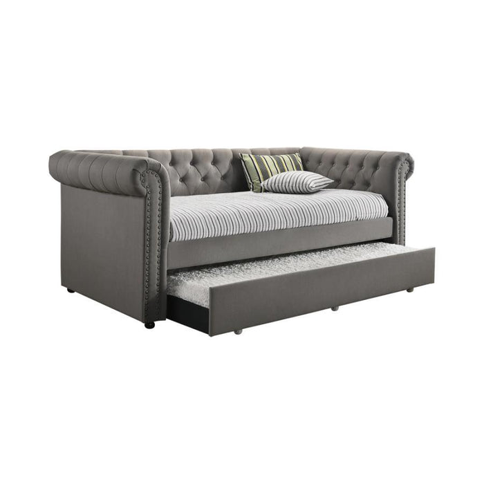Kepner - Tufted Upholstered Day Bed With Trundle - Gray Sacramento Furniture Store Furniture store in Sacramento