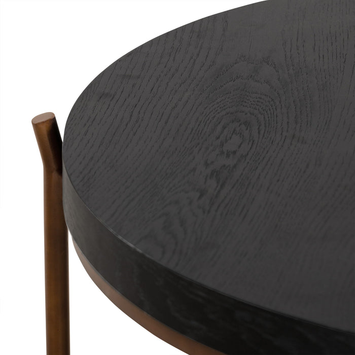 Sylvie - Round Coffee Table - Brushed Oak / Metal