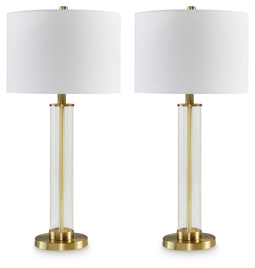 Orenman - Clear / Brass Finish - Glass Table Lamp (Set of 2) Sacramento Furniture Store Furniture store in Sacramento