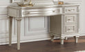 Evangeline - 4-Drawer Vanity Table With Faux Diamond Trim - Silver And Ivory Sacramento Furniture Store Furniture store in Sacramento