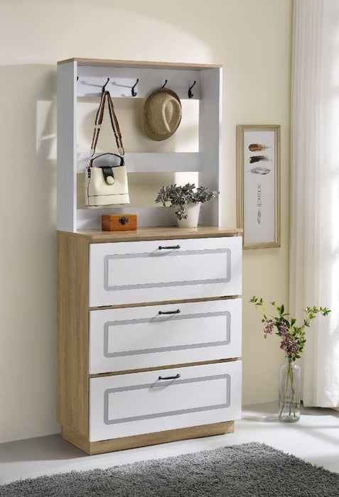 Hewett - Shoe Cabinet - Light Oak & White Finish Sacramento Furniture Store Furniture store in Sacramento