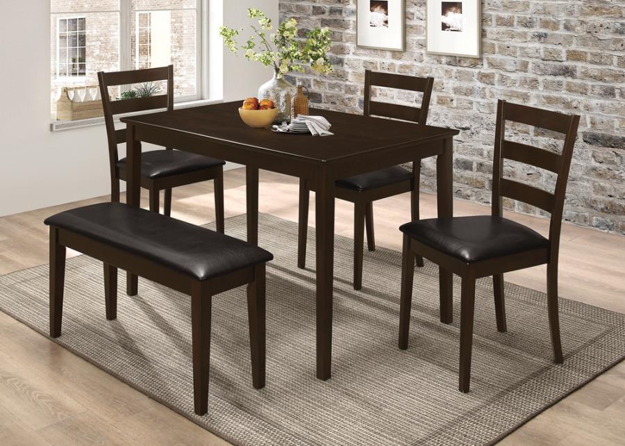 Guillen - 5 Piece Dining Set With Bench - Cappuccino And Dark Brown Sacramento Furniture Store Furniture store in Sacramento