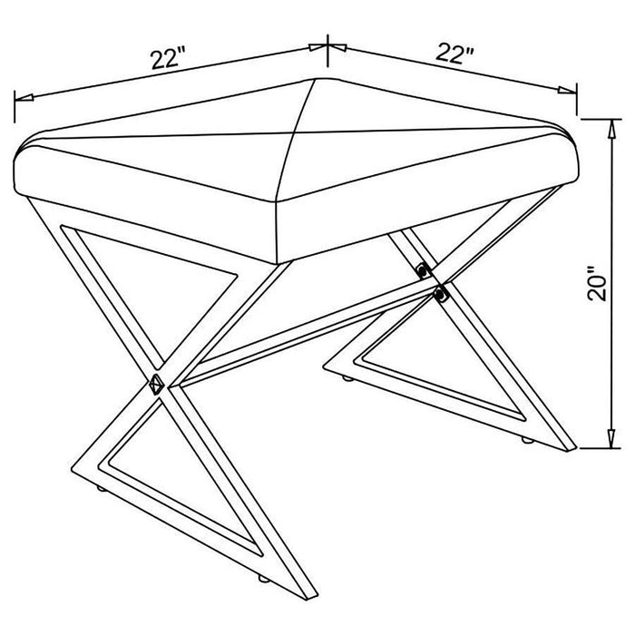 Rita - X-Cross Square Ottoman - White And Chrome Sacramento Furniture Store Furniture store in Sacramento