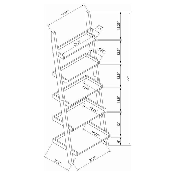 Colella - 5-Shelf Ladder Bookcase - Cappuccino Sacramento Furniture Store Furniture store in Sacramento