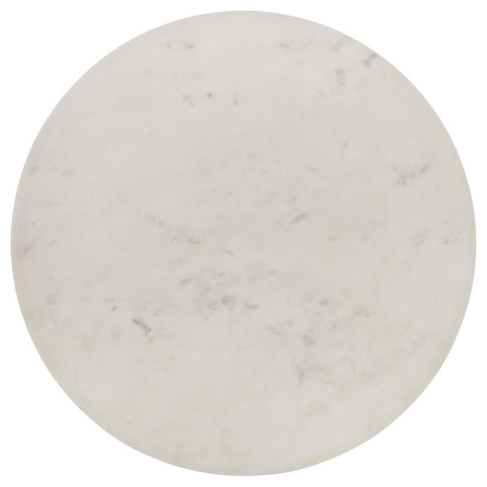 Aldis - Round Marble Top End Table - White And Natural Sacramento Furniture Store Furniture store in Sacramento