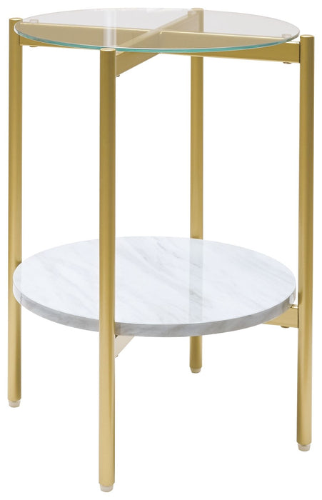 Wynora - White / Gold - Round End Table Sacramento Furniture Store Furniture store in Sacramento