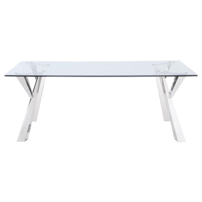 Alaia - Rectangular Glass Top Dining Table - Clear And Chrome Sacramento Furniture Store Furniture store in Sacramento