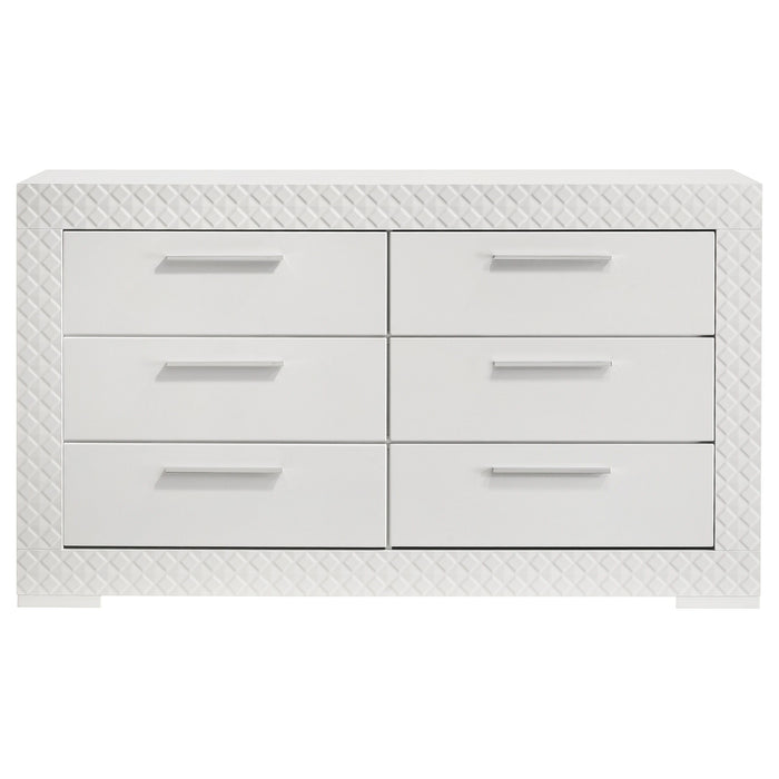 Ives - 6-Drawer Dresser Cabinet - White High Gloss