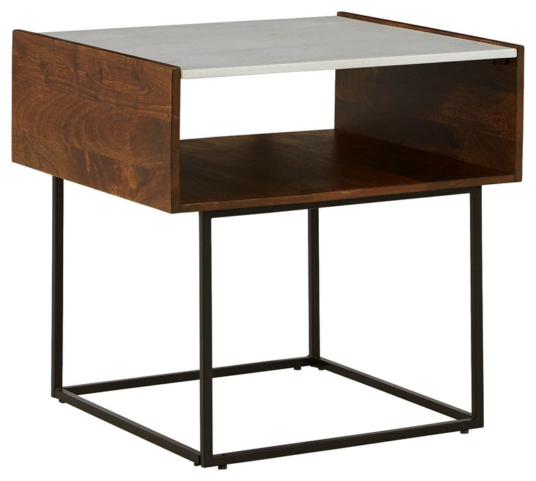 Rusitori - Brown / Beige / White - Rectangular End Table Sacramento Furniture Store Furniture store in Sacramento