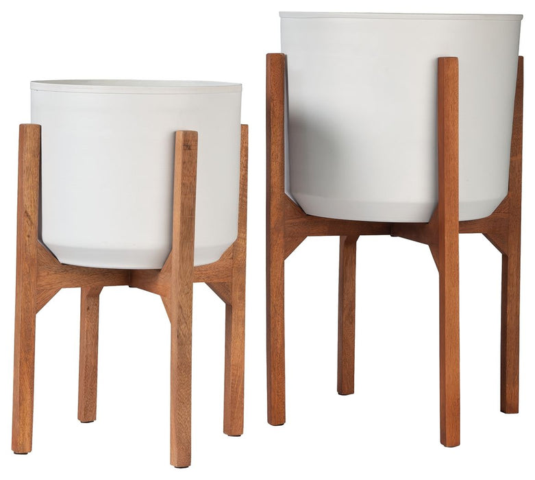 Dorcey - White / Brown - Planter Set (Set of 2) Sacramento Furniture Store Furniture store in Sacramento