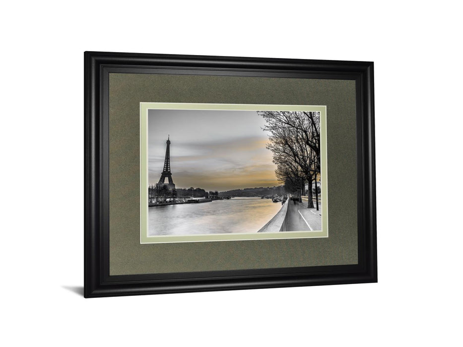 River Seine And The Eiffel Tower By Assaf Frank - Framed Print Wall Art - Black