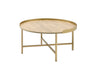 Mithea - Coffee Table - Oak Table Top & Gold Finish Sacramento Furniture Store Furniture store in Sacramento